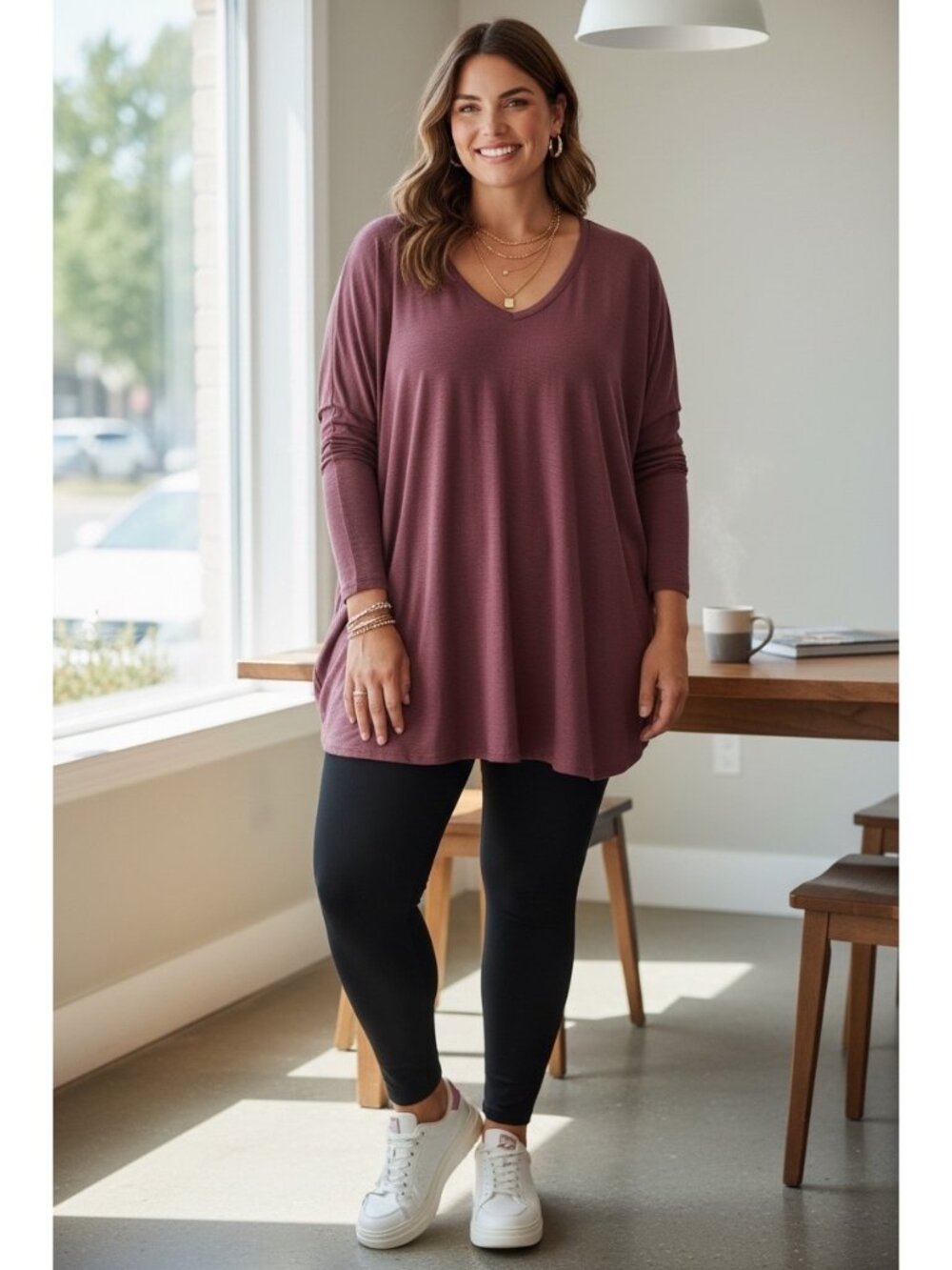 Old Navy Women's Burgundy Long Sleeve Top